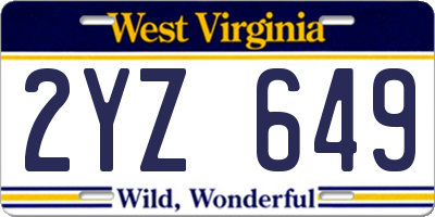 WV license plate 2YZ649