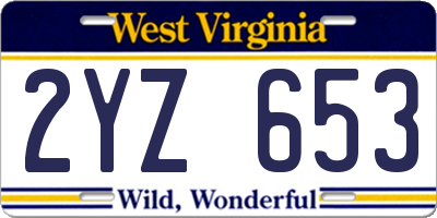 WV license plate 2YZ653