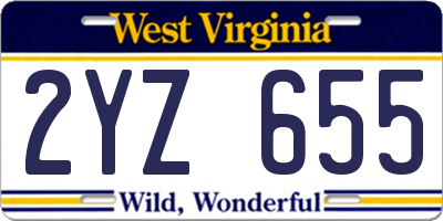 WV license plate 2YZ655