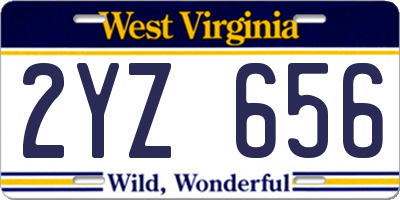 WV license plate 2YZ656