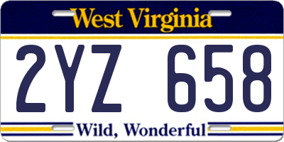 WV license plate 2YZ658