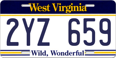WV license plate 2YZ659