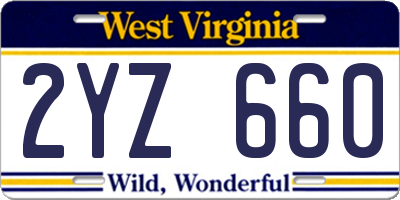 WV license plate 2YZ660