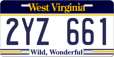 WV license plate 2YZ661