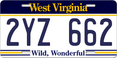 WV license plate 2YZ662