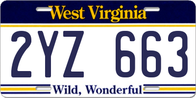 WV license plate 2YZ663