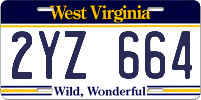 WV license plate 2YZ664