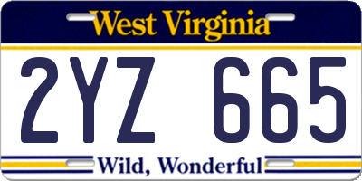 WV license plate 2YZ665