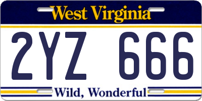 WV license plate 2YZ666
