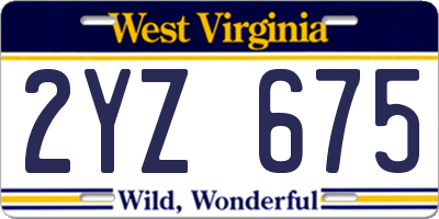 WV license plate 2YZ675