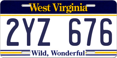 WV license plate 2YZ676