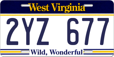 WV license plate 2YZ677