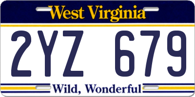 WV license plate 2YZ679