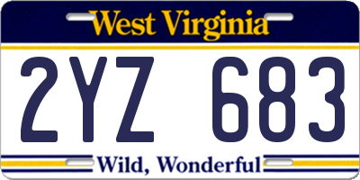 WV license plate 2YZ683