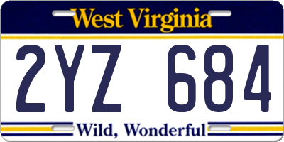 WV license plate 2YZ684