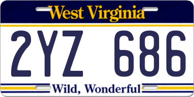 WV license plate 2YZ686