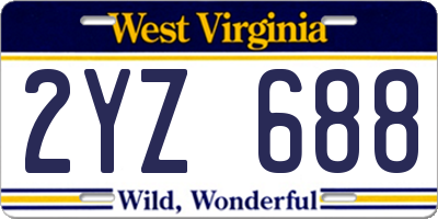 WV license plate 2YZ688