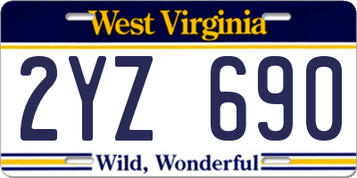 WV license plate 2YZ690