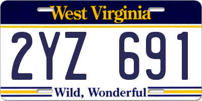 WV license plate 2YZ691