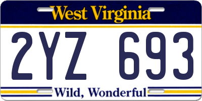 WV license plate 2YZ693