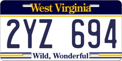 WV license plate 2YZ694