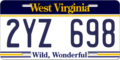 WV license plate 2YZ698