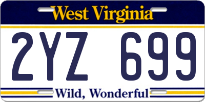 WV license plate 2YZ699