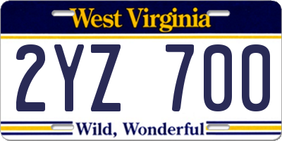 WV license plate 2YZ700