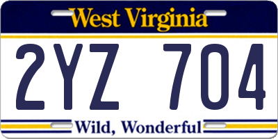 WV license plate 2YZ704