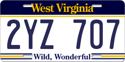 WV license plate 2YZ707