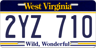 WV license plate 2YZ710