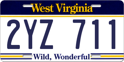 WV license plate 2YZ711