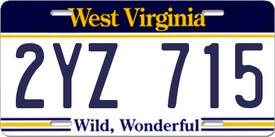 WV license plate 2YZ715