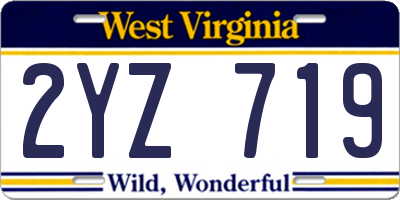 WV license plate 2YZ719