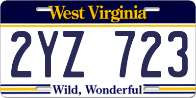 WV license plate 2YZ723