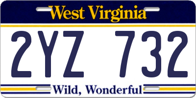 WV license plate 2YZ732