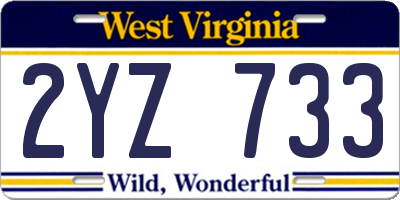 WV license plate 2YZ733