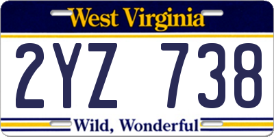 WV license plate 2YZ738