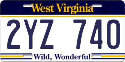 WV license plate 2YZ740