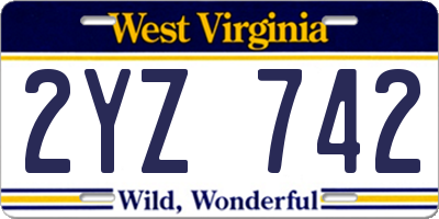 WV license plate 2YZ742