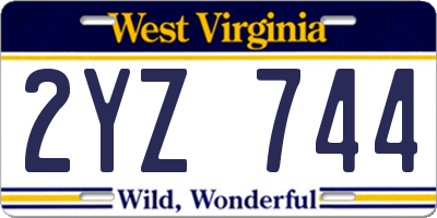 WV license plate 2YZ744