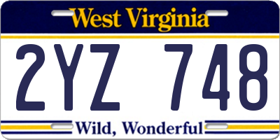 WV license plate 2YZ748