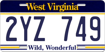 WV license plate 2YZ749