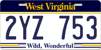 WV license plate 2YZ753