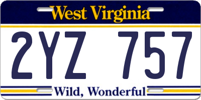 WV license plate 2YZ757