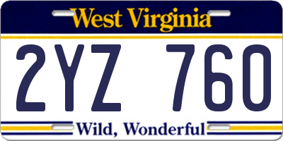 WV license plate 2YZ760