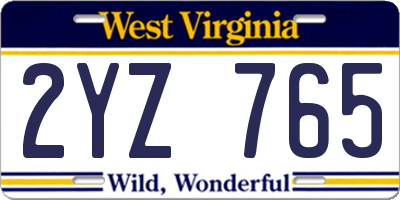 WV license plate 2YZ765