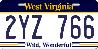 WV license plate 2YZ766