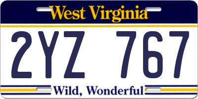 WV license plate 2YZ767