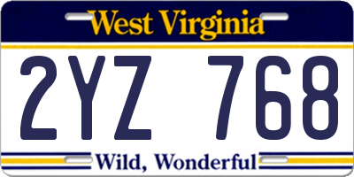 WV license plate 2YZ768